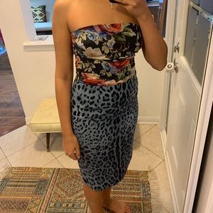 Dolce & Gabbana Silk Mix Print Tube Dress